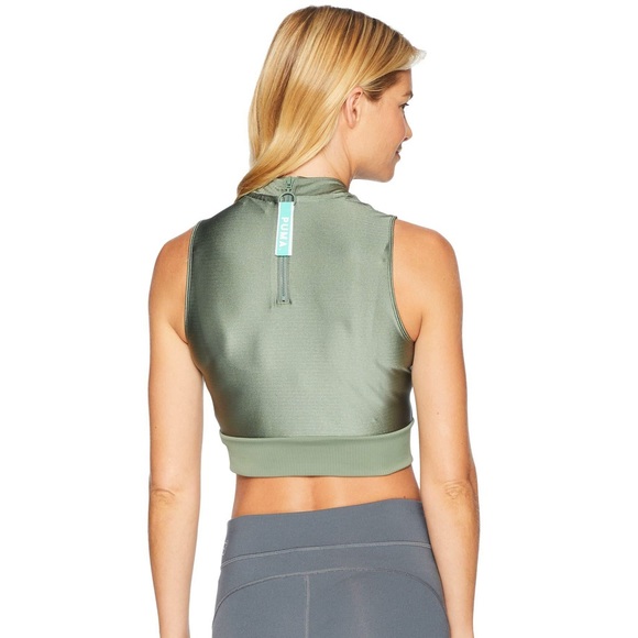 Puma Laurel wreath cute olive Crop Top sports bra - Picture 2 of 7